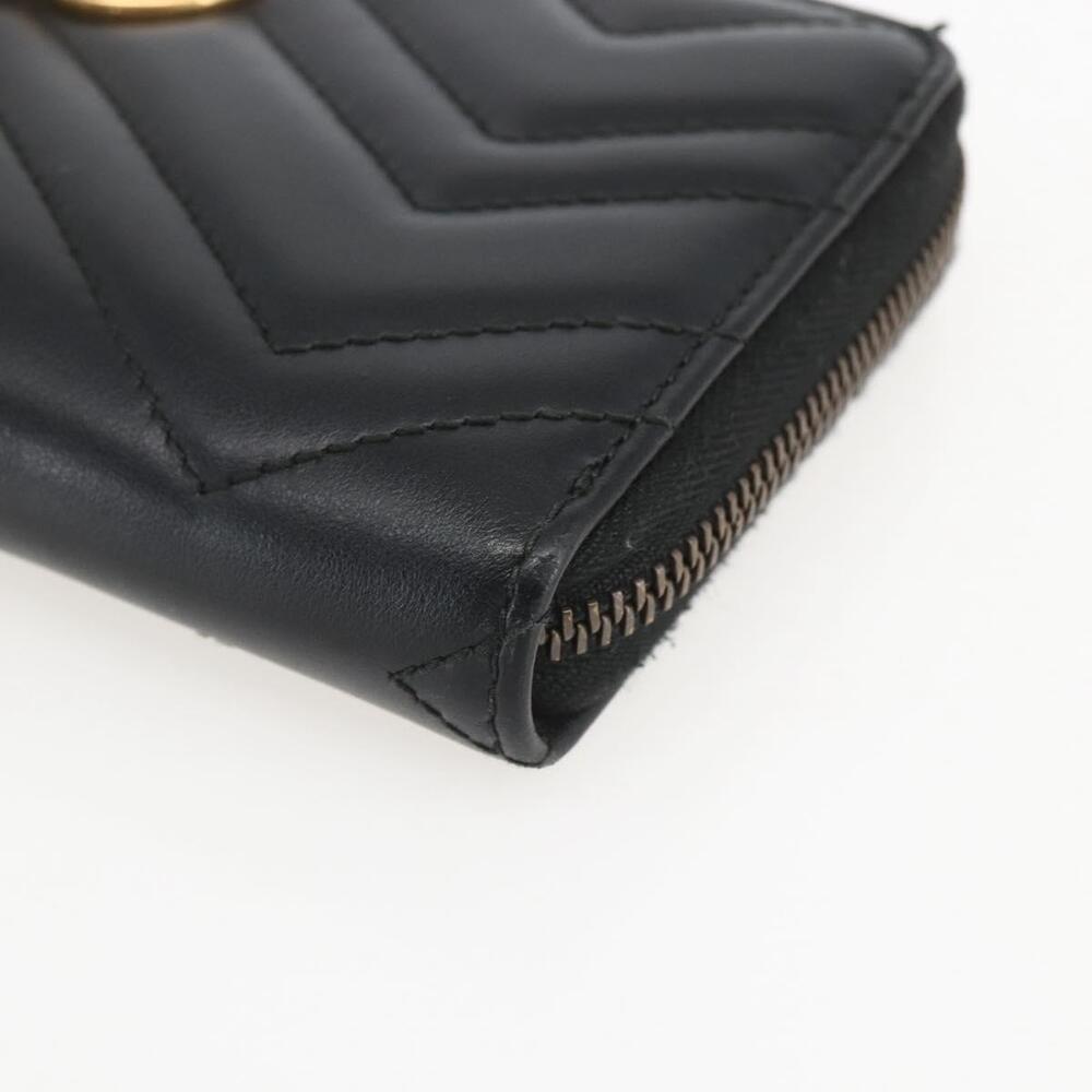 GUCCI GG Marmont Round Long Wallet Leather Black 443123 Auth am10264V - Picture 7 of 16